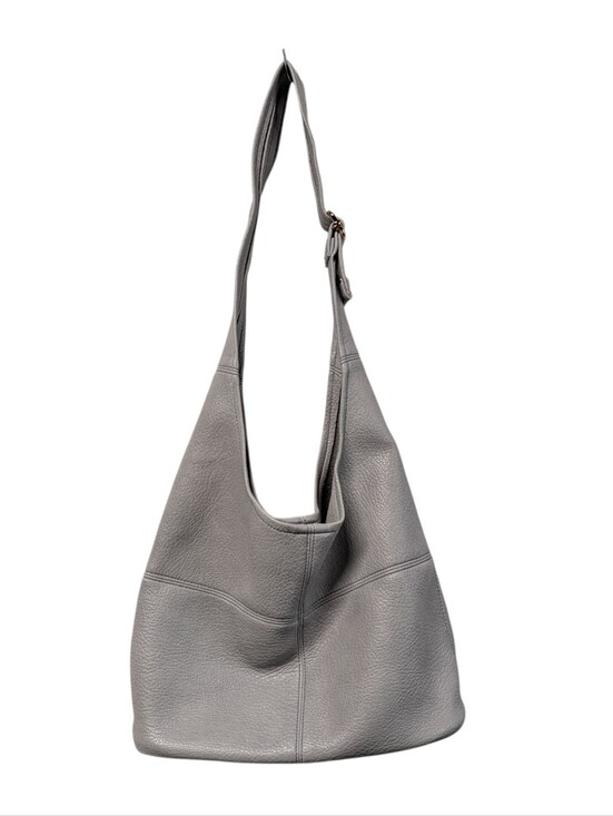 Handbags - Gray Faux Leather Hobo Bag Shoulder Purse Adjustable Strap Slouchy Pebbled PU